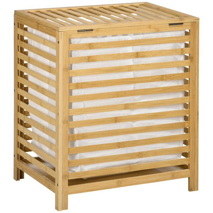 Bamboo Laundry Storage: Hamper with Lid for Bathroom/Bedroom