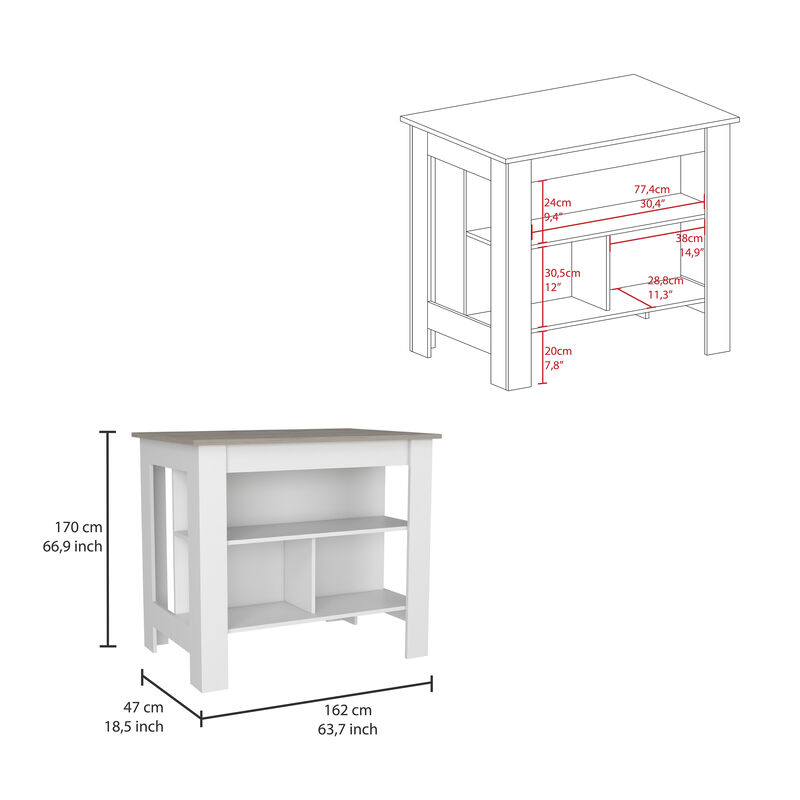 Kitchen Island Antibacterial Dozza, Kitchen, Light Gray / White