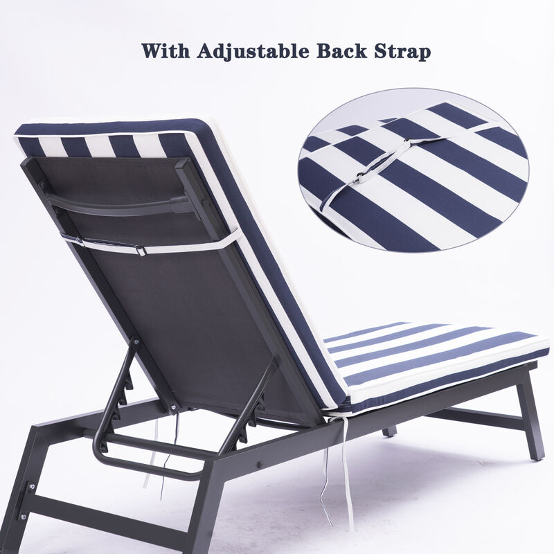 2 Pieces Set Outdoor Lounge Chair Cushion Replacement Patio Furniture Seat Cushion Chaise Lounge