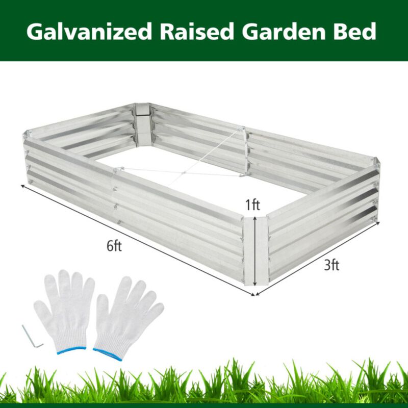 Hivvago Metal Galvanized Raised Garden Bed with Open-Ended Base-6 x 3 ft