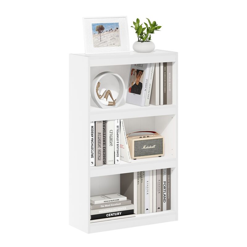 Furinno Jaya Enhanced Home Bookcase 3-Tier Adjustable Bookshelf, White