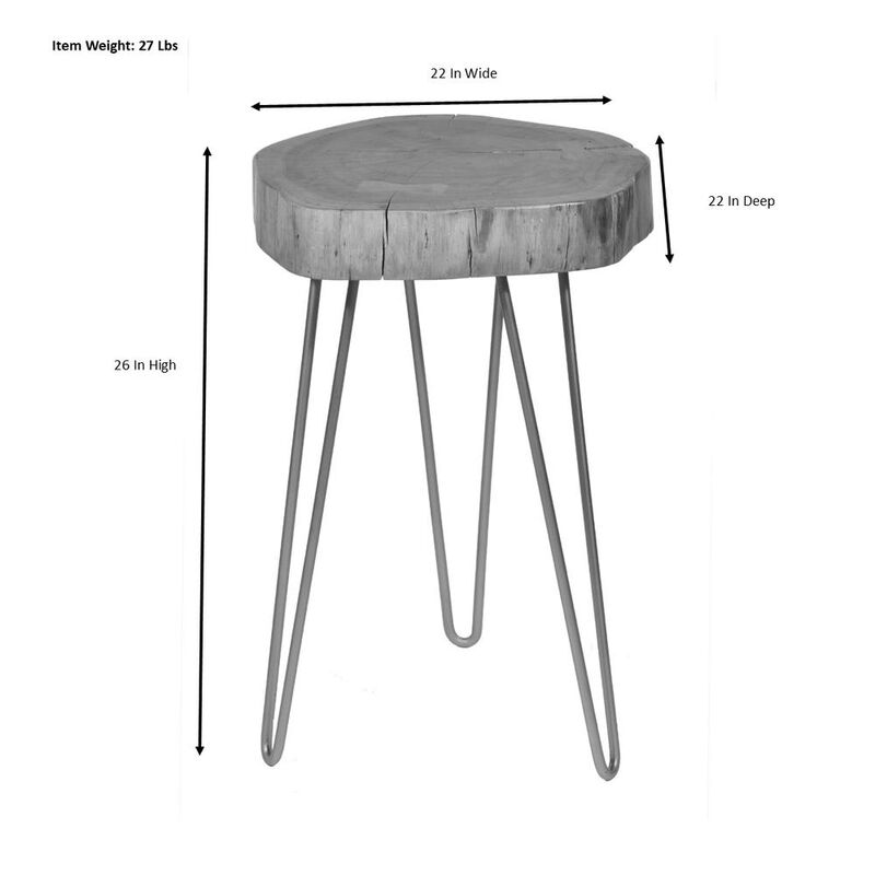 Carolina Living Seti Live Edge Accent Table - Natural Top - Gold Base