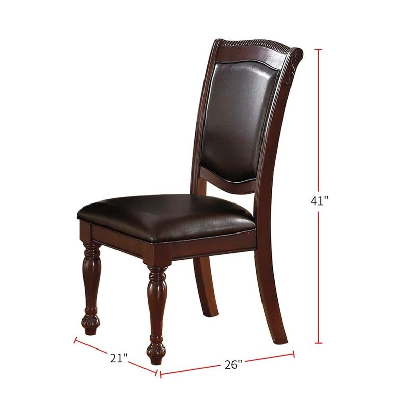 Brown Faux Leather Side Chairs - Set of 2