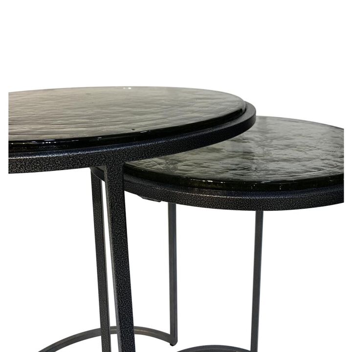 Carolina Living Serena Nesting Tables - Antique Textured Silver - Antique Gold