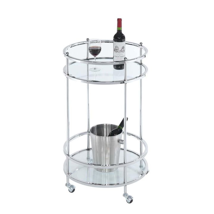 Convenience Concepts Royal Crest 2 Tier Round Glass Bar Cart