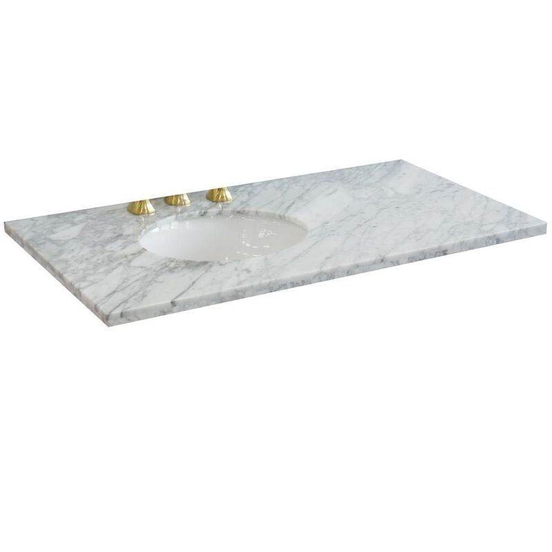 BELLATERRA HOME LLC 43 White Carrara countertop and Single Oval left sink