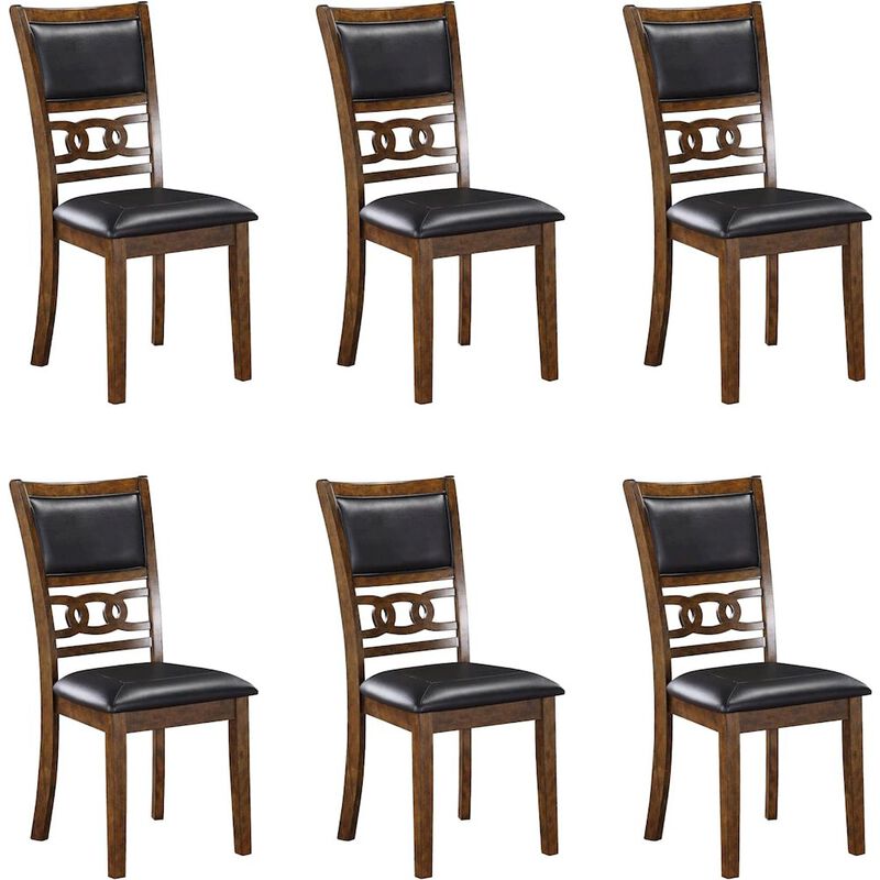 New Classic Furniture Gia Brown Wood Dining Chair with PU Seat (Set of 6)
