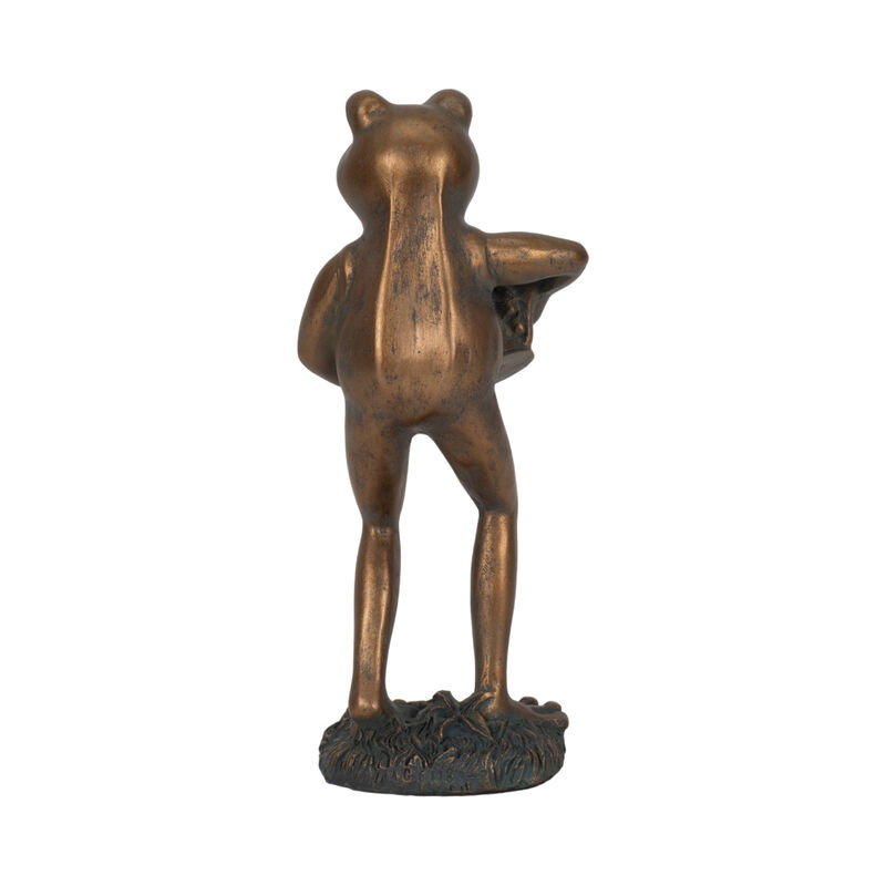 10" Frog with Watering Can Statue
