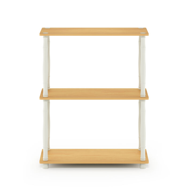 Furinno Turn-N-Tube 3-Tier Compact Multipurpose Shelf Display Rack with Classic Tube, Beech/White