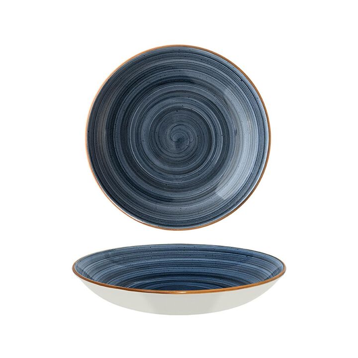 Dusk dia.9" h:2" 34 oz. Round Blue Porcelain Bowl (Set of 4)