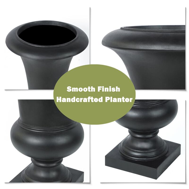 LuxenHome Black Finish Urn Planter (Small)