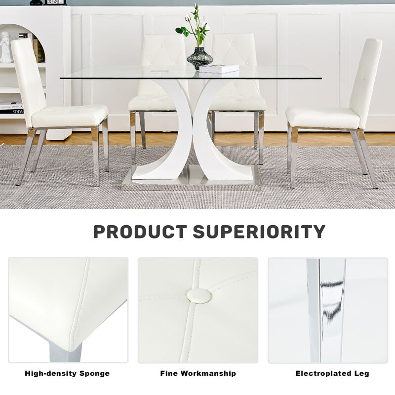 Luxury White Dining Chair Set of 2