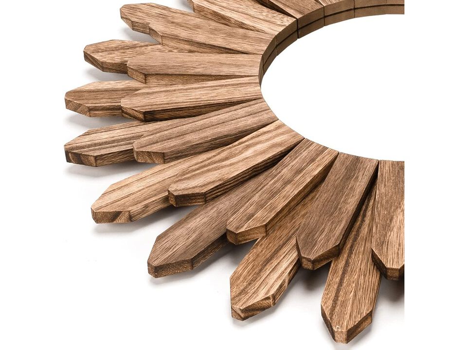 Honiway Mirror Wall Decor 21 inch Rustic Wood Boho Aesthetic Mirror