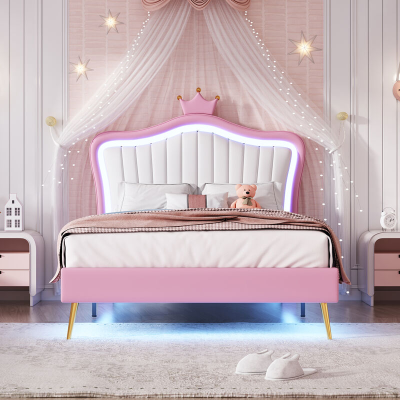 Merax Modern Princess Bed With Crown Headboard