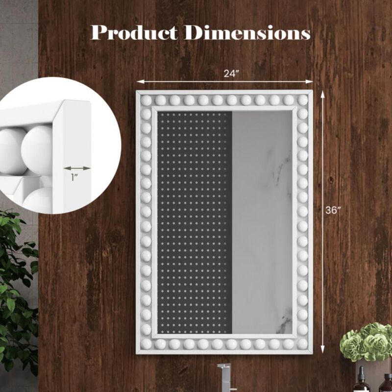 Hivvago 24 x 36 Inches Rustic Wall Mirror with Solid Wood Frame for Living Room  Bedroom