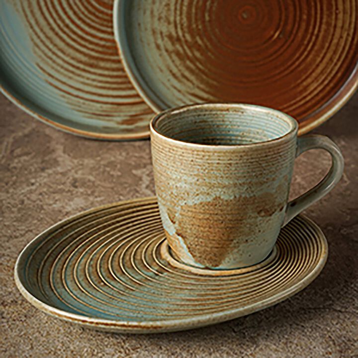 Coral Coffee Mug+Snack Saucer Set for 2
