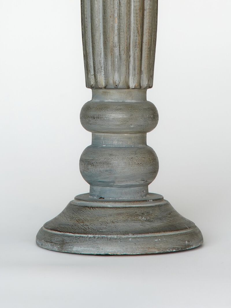 Traditional Antique Dusk Eco-friendly Handmade Mango Wood Set Of One 12" Pillar Candle Holder