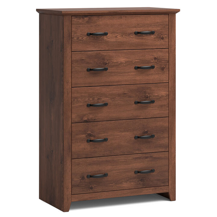 Storage Dresser with 5 Pull-Out Drawers for Bedroom or Living Room Organization