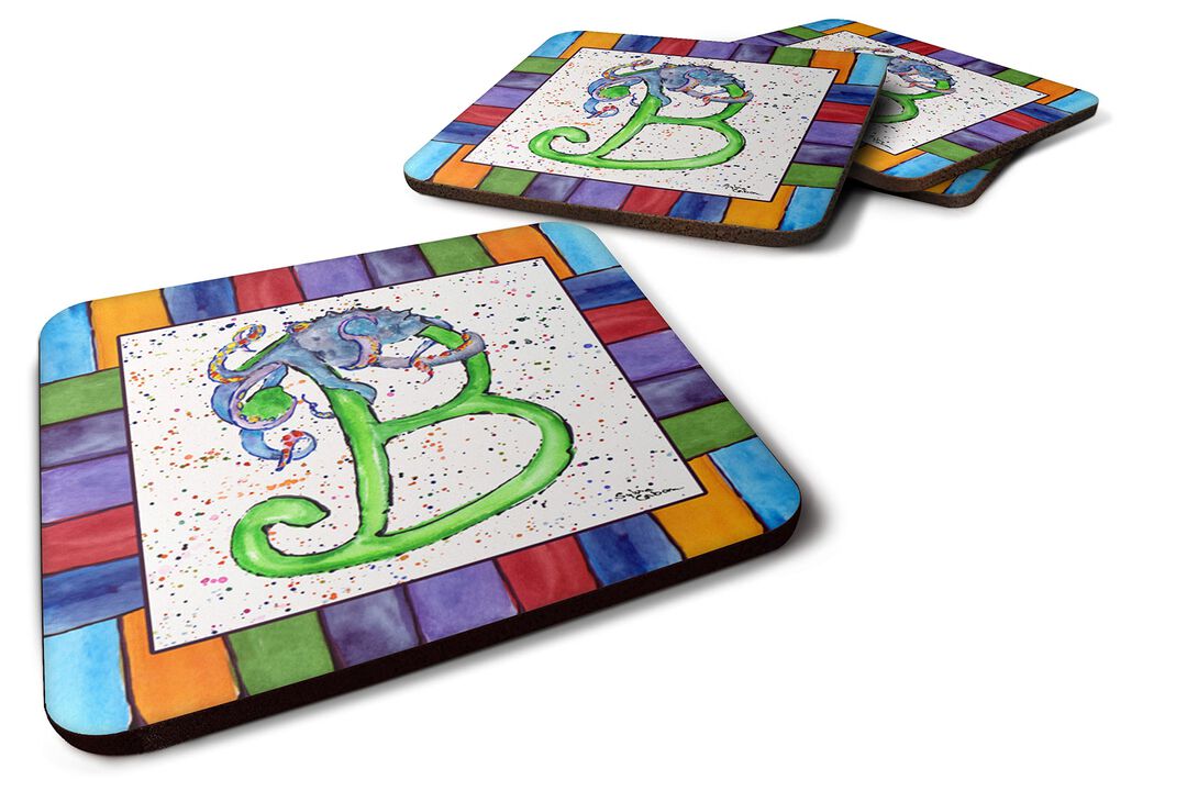 Caroline's Treasures 8425-BFC Beach and Seafood Foam Coasters (Set of 4), 3.5 H x 3.5 W, Multicolor