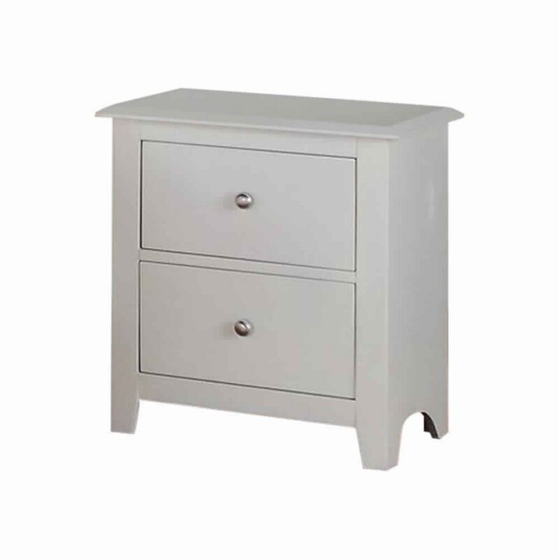 Pine Wood Nightstand With 2 Drawers, White-Benzara
