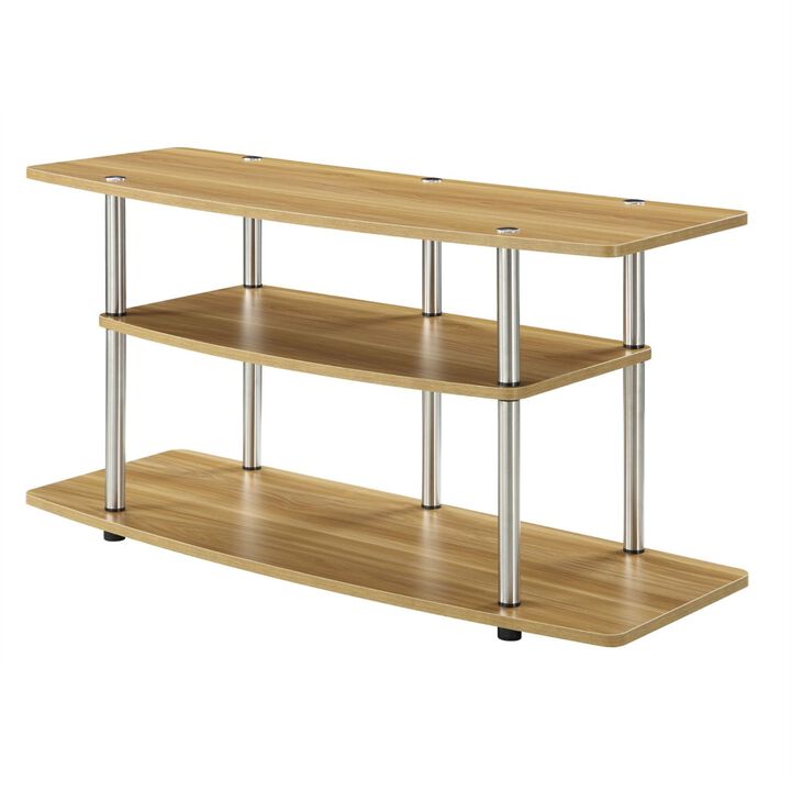 Hivvago Modern Wood Metal TV Stand Entertainment Center in Light Oak Finish