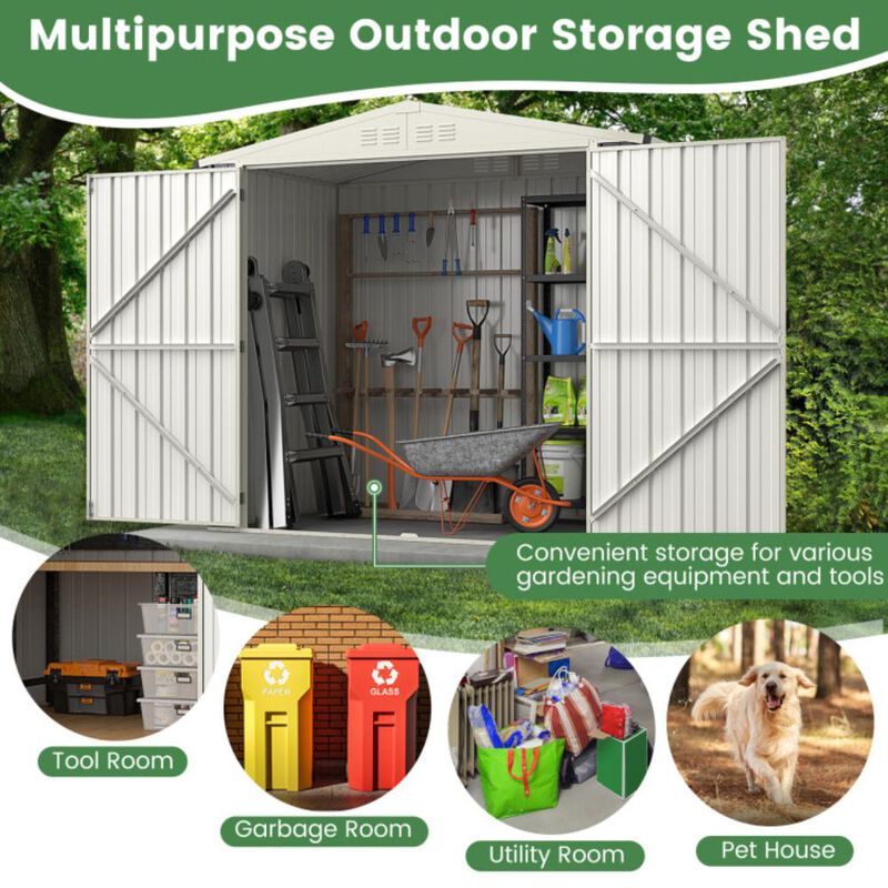 Hivvago 7 x 4 Feet Metal Outdoor Storage Shed with Lockable Door