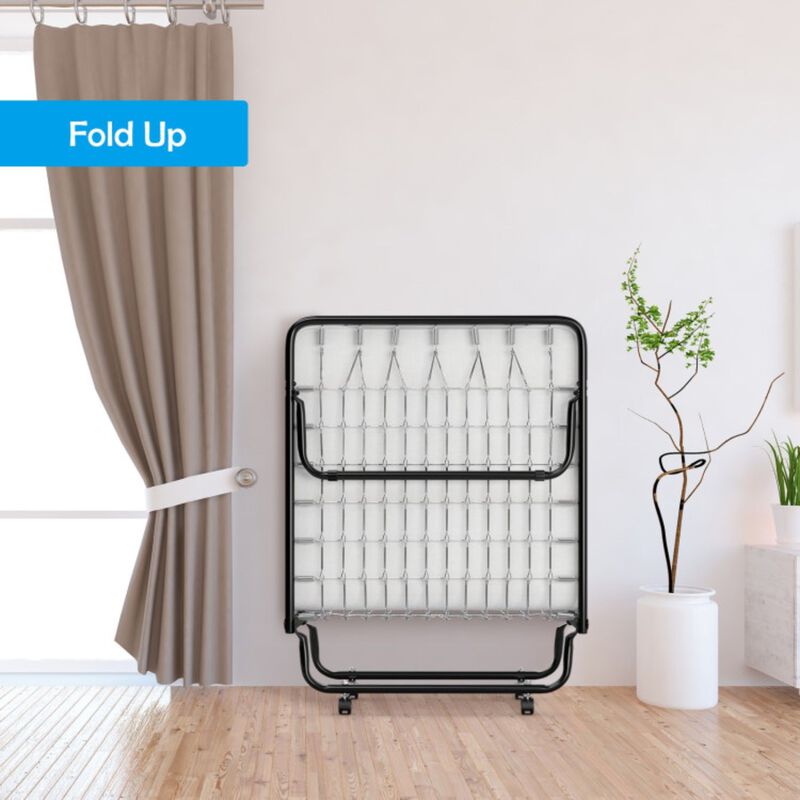 Rollaway Folding Bed with 4 Inch Mattress and Sturdy Metal Frame