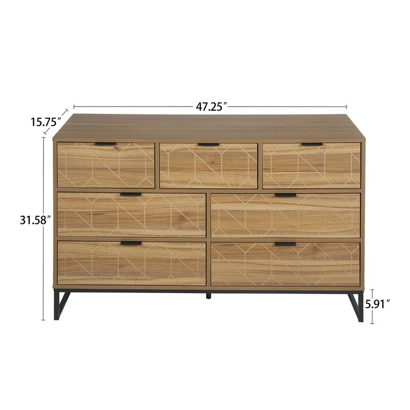 MONDAWE Modern 7 Drawers Dresser Storage Cabinet Closet Organizer Bedside Living Room