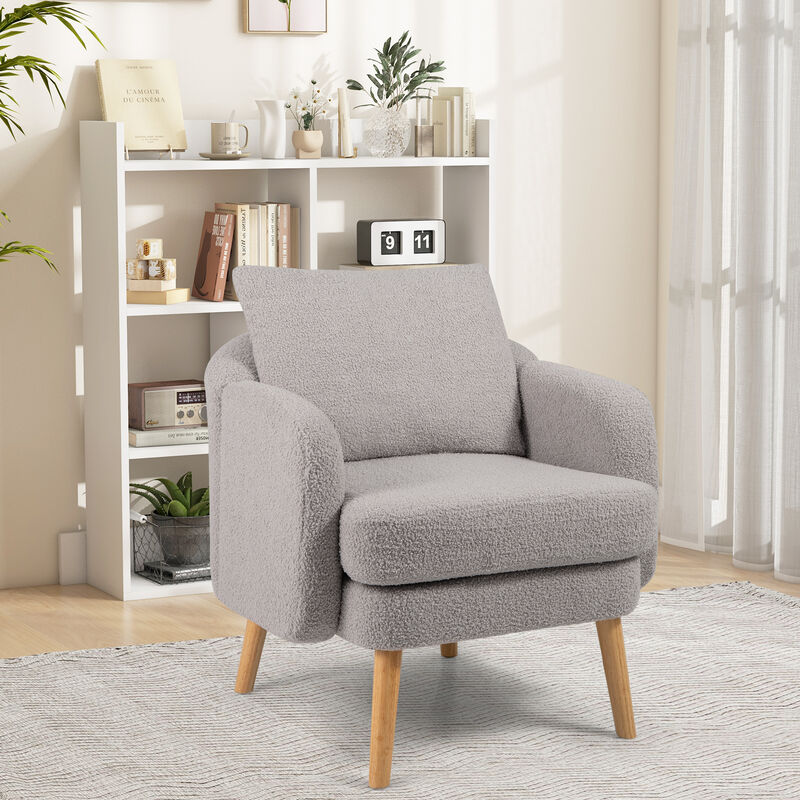 Sherpa Accent Chair with Seat Cushion for Modern and Comfortable Living Room Seating