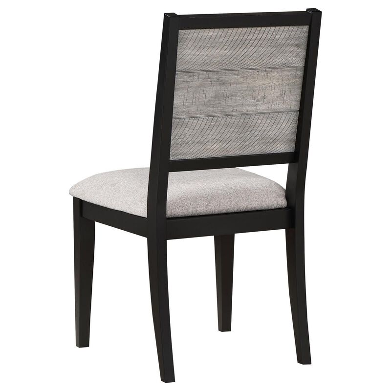 Elina 23 Inch Dining Chair, Set of 2, Plank Style Back, Gray Polyester - Benzara