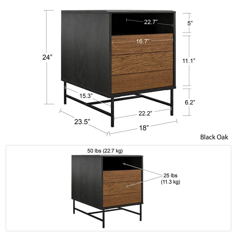 Reznor End Table, Black Oak