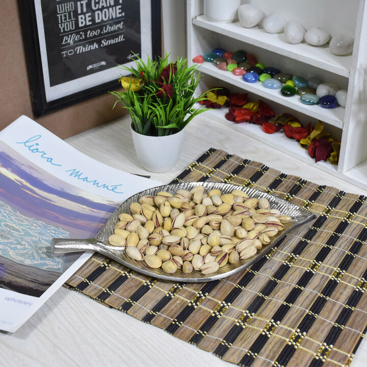 Handmade Decorative Gold Color Coated 10.82 x 6.10 x 0.78 Inches Aluminium Tray 037AB BBH Home's