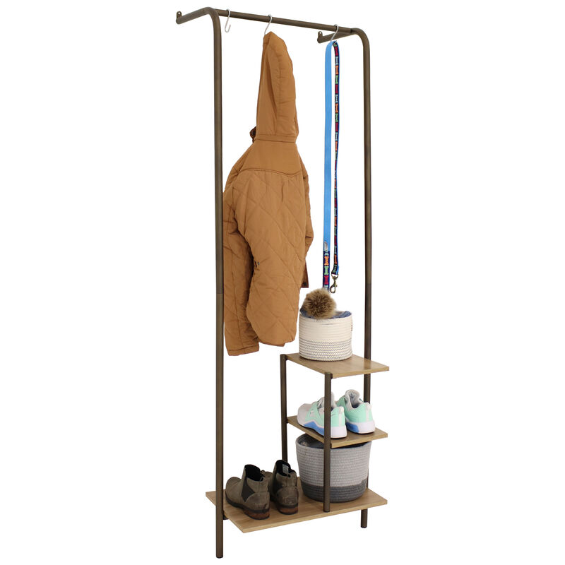 Sunnydaze Wall-Mounted MDP 3-Shelf Storage Rack - Black - 67 in