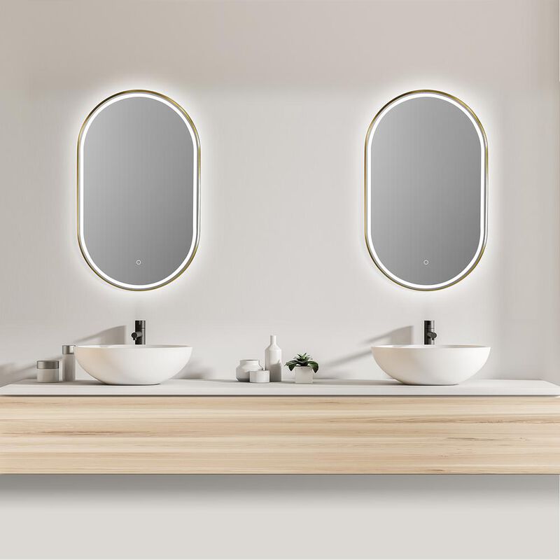 Altair Framed in Brushed Gold Modern Bathroom/Vanity LED Lighted Wall Mirror