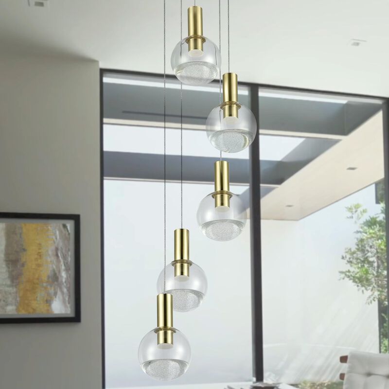 VONN Lighting 5-Light Pendant Lighting Height Adjustable Integrated LED Chandelier