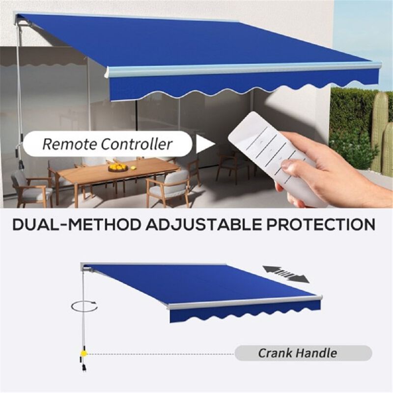 Electric Outdoor Awning, Automatic Retractable Sunshade for Deck, Balcony & Garden