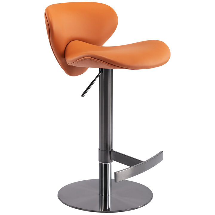 Swivel Stainless Steel Bar Stool in Brown