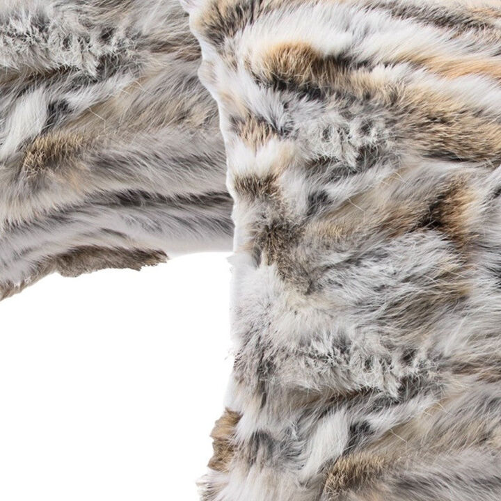 Hivvago Set Of Two 12" X 20" Tan And White Rabbit Natural Fur Animal Print Throw Pillows
