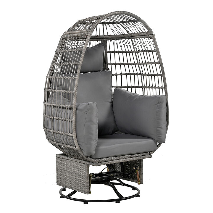 Merax Egg-shape Outdoor Swivel Chair with Cushions