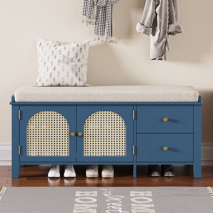 Merax Vintage Shoe Bench with Storage and Cushion