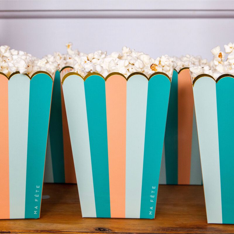 Ma Fete  Disposable Paper Striped Popcorn and Treat Boxes, (12)