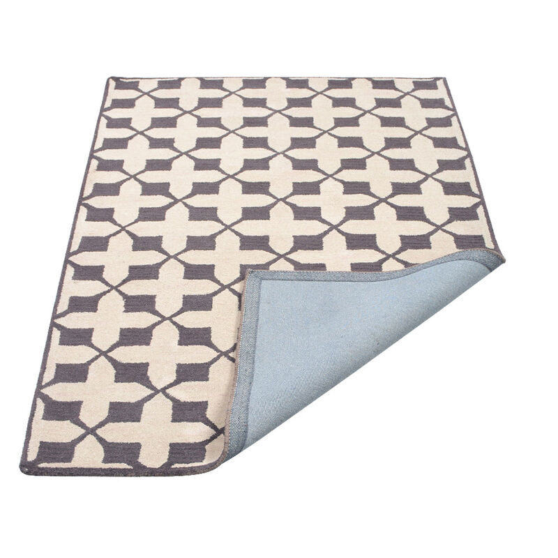 RUGSOTIC CARPETS HAND TUFTED WOOL ECO-FRIENDLY AREA RUGS  - 9'x12', Rectangle Shape, Beige & Black, Geometric Modern Design, High Pile Handmade Area Rugs for Living Room, Bed Room (K00301)