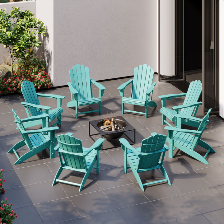 WestinTrends Outdoor Patio HDPE Adirondack Chairs With Cup Holders (Set of 8)
