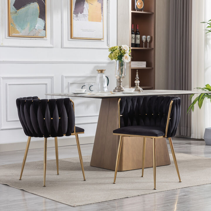 Dining Chair, Thickened Fabric Chairs With Wood Legs, Set Of 2