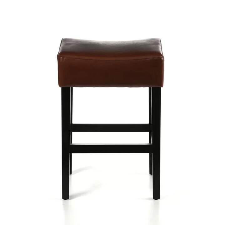 Modern Bonded Leather Transitional Counter Stools, Set of 2 (Brown)