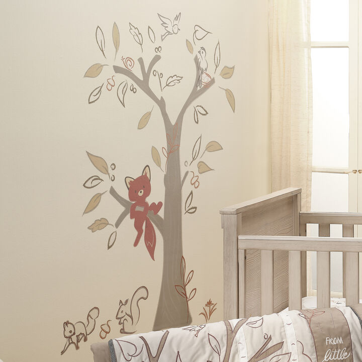 Lambs & Ivy Treetop Fox Beige Tree w/ Woodland Animals Wall Decals/Stickers