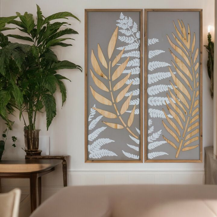 Wood Framed Fern Panel Wall Art (Set of 2)