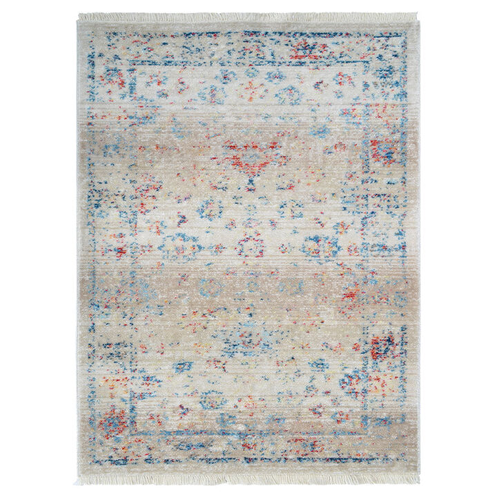 RUGSOTIC CARPETS MACHINE MADE POLYESTER AREA RUGS  - 4'x5'11'', Rectangle Shape, Multicolor Color, Classic Oriental Traditional  Design, Low Pile Machine Made Area Rugs (M00079)