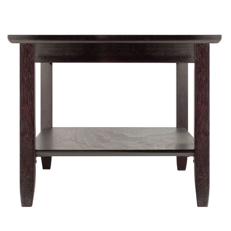 Winsome Genoa Rectangular Coffee Table with Glass Top And Shelf, Espresso