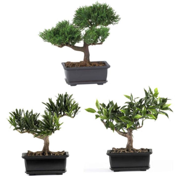 Hivvago Set of 3 8.5" Bonsai Silk Plant Collection
